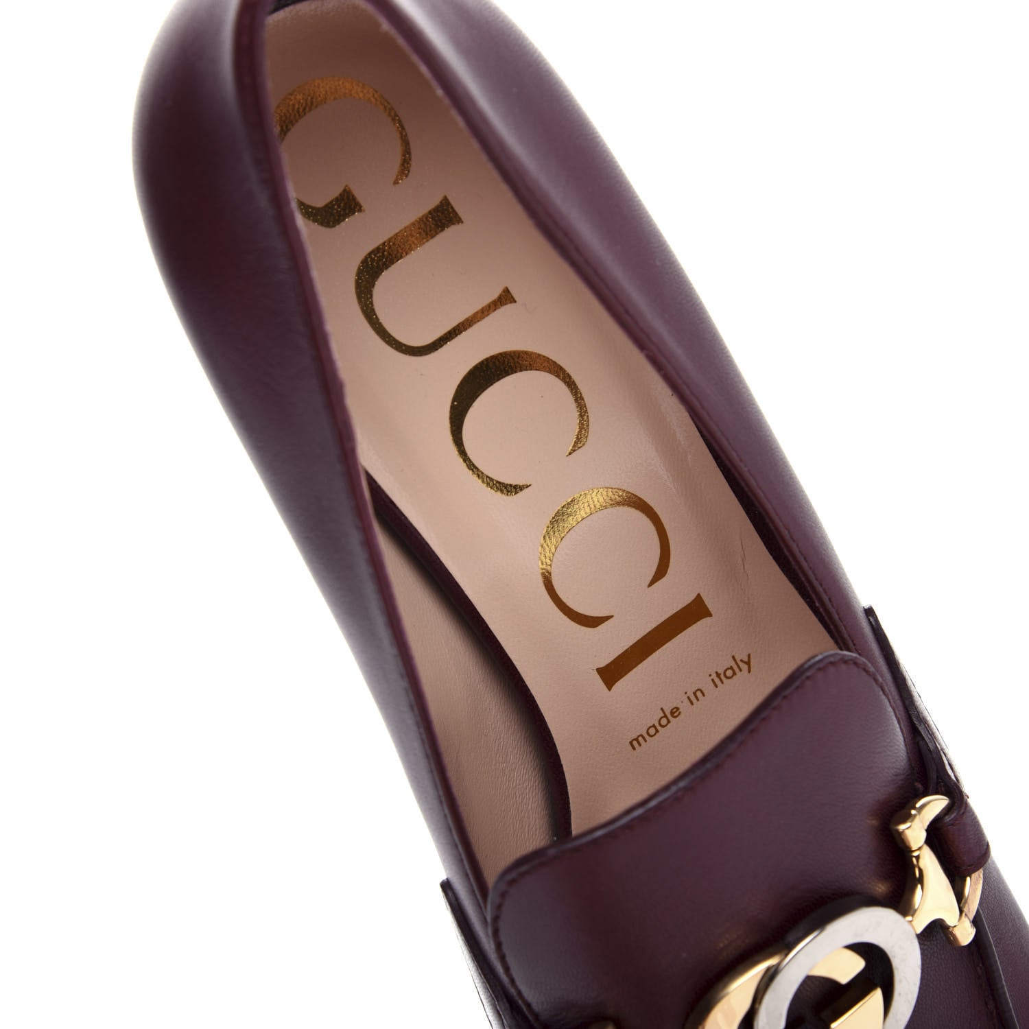 Gucci Malaga Kid Zumi Mid Heel Loafers 38 Vintage Bordeaux 8 of 11