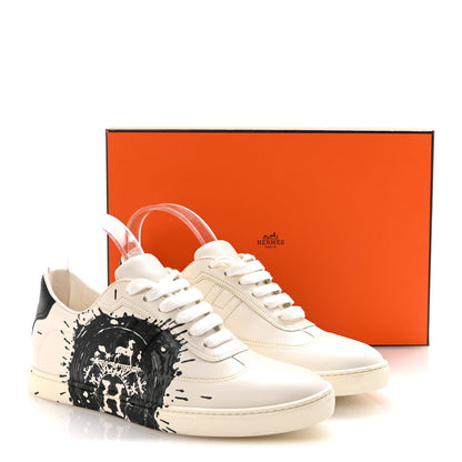 Hermes Swift Peinture Fraiche Womens Quicker Sneakers 39 White Black 9 of 9