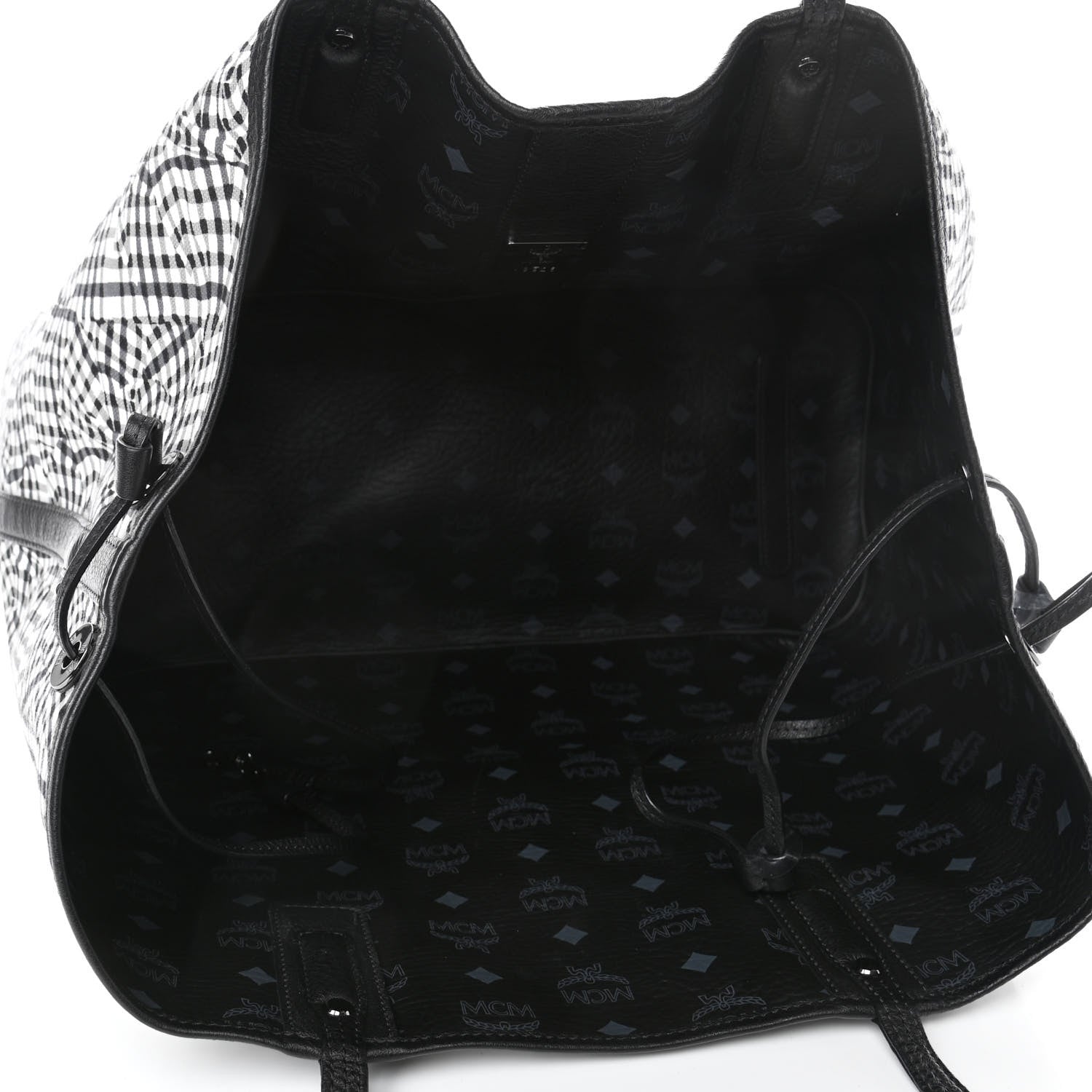 MCM Visetos Large Liz Reversible Shopper Tote Black 8 of 8