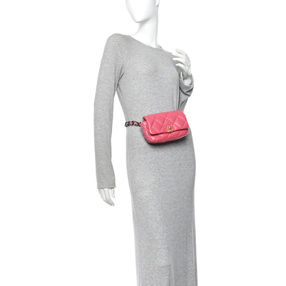 Chanel Lambskin Quilted Chanel 19 Waist Bag Pink 2 of 12
