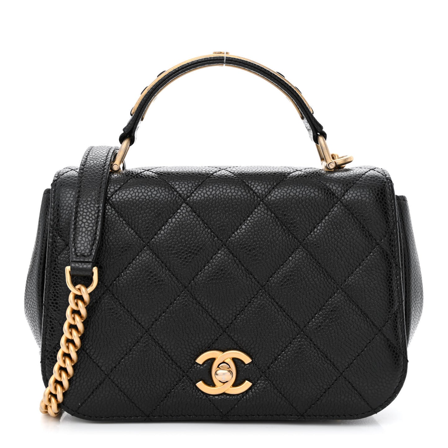 Caviar Mini Carry Around Flap Bag Black