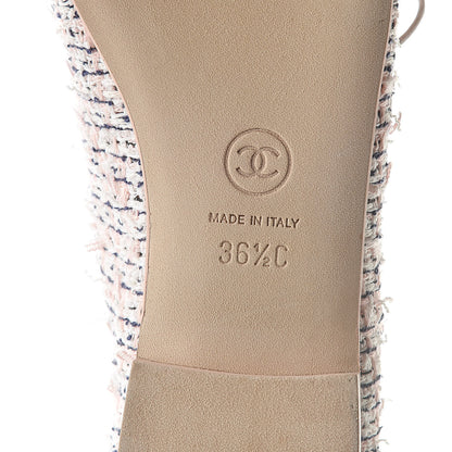 Chanel Tweed Cap Toe CC Lace Up Oxford 36.5 Pink 7 of 9