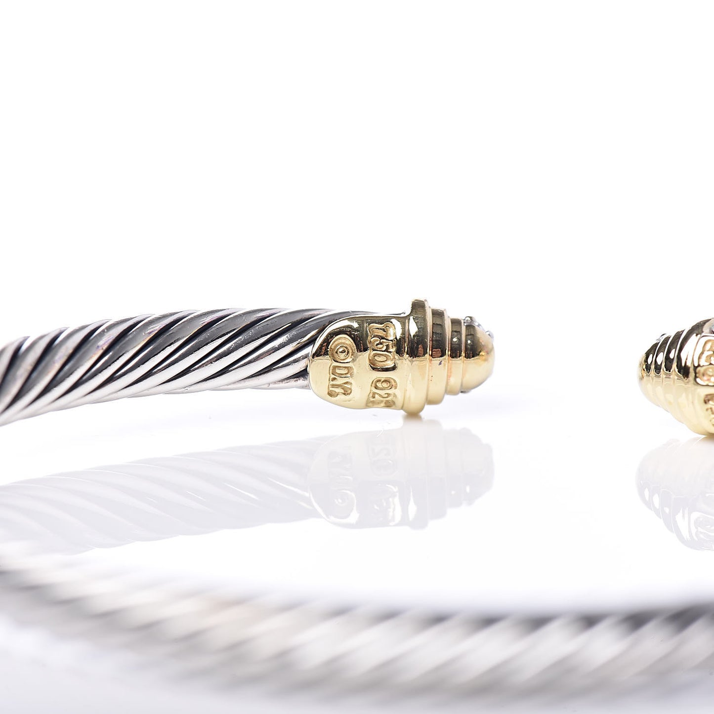 Sterling Silver 18K Yellow Gold Diamond 4mm Cable Classics Bracelet