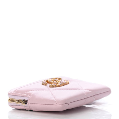 Chanel Quilted Chanel 19 Zip Card Holder Wallet Light Pink 4 of 9