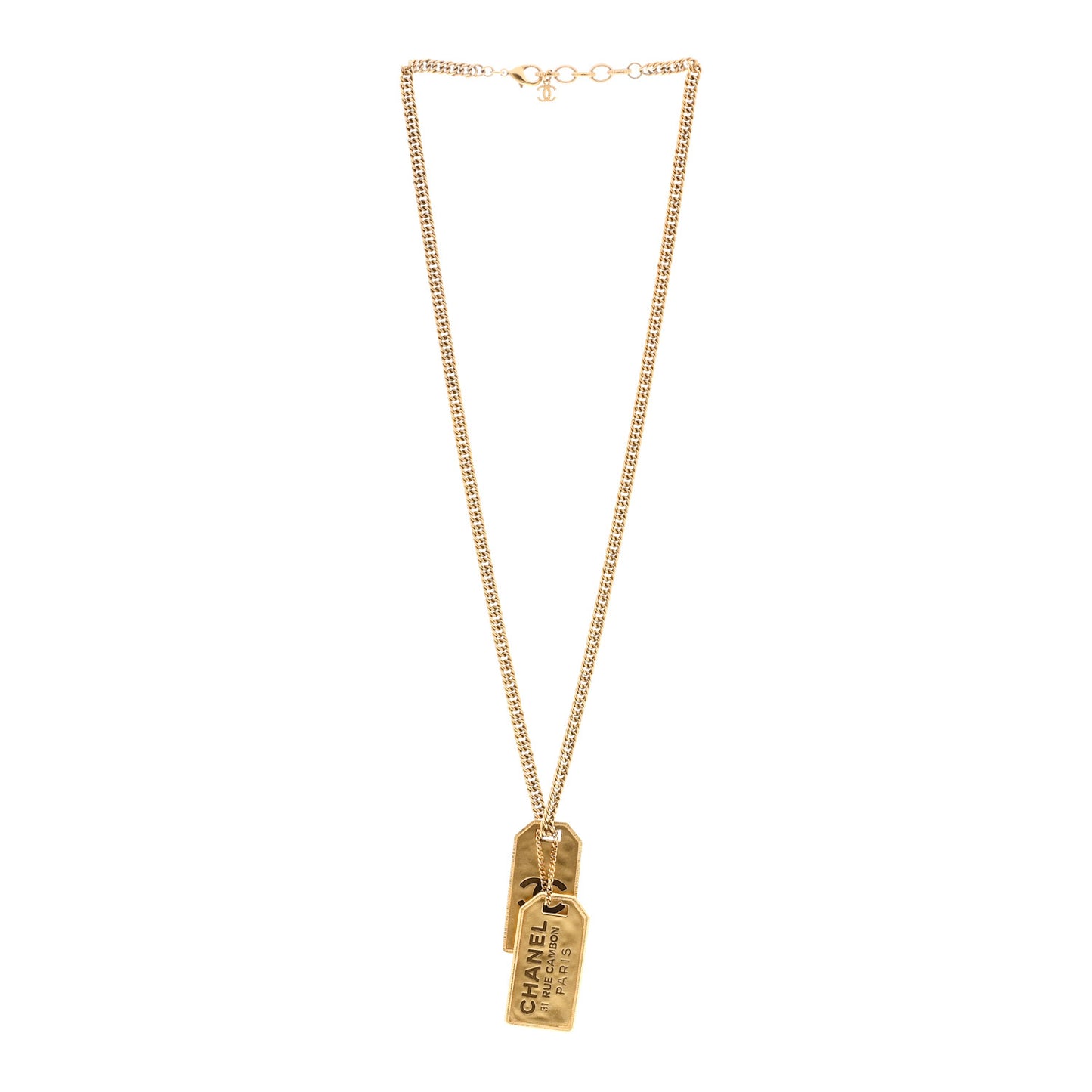 ID Dog Tag Charm Necklace Gold