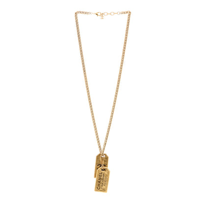 Chanel ID Dog Tag Charm Necklace Gold 3 of 5