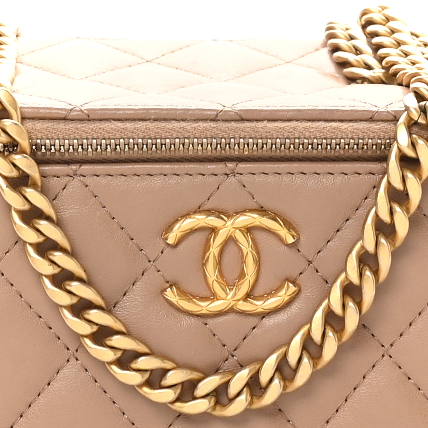 Chanel Lambskin Quilted Small Pillow Crush Vanity Case With Chain Beige 8 of 10