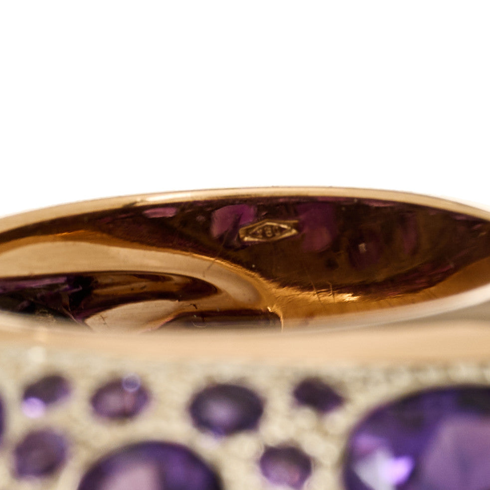 18K Rose Gold Sterling Silver Amethyst Tabou Ring 54 7