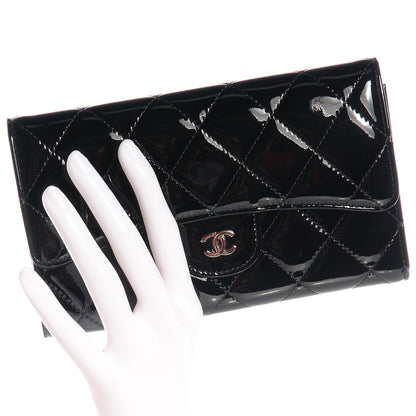 Chanel Patent Quilted Large Flap Wallet Black 2 of 8