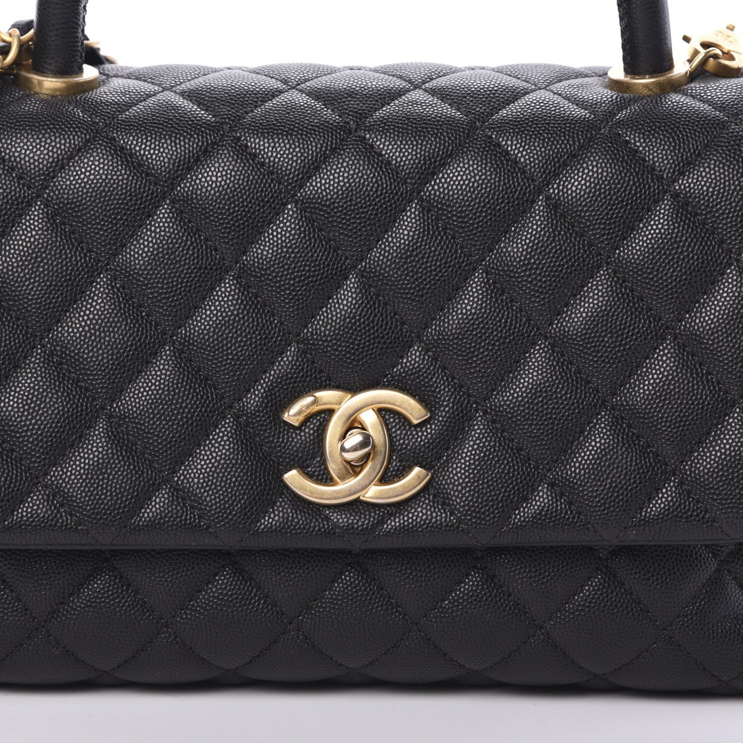 Caviar Quilted Small Coco Handle Flap Black