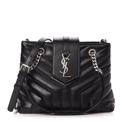 Saint Laurent Calfskin Y Quilted Monogram Small Loulou Shopper Black 1 of 10