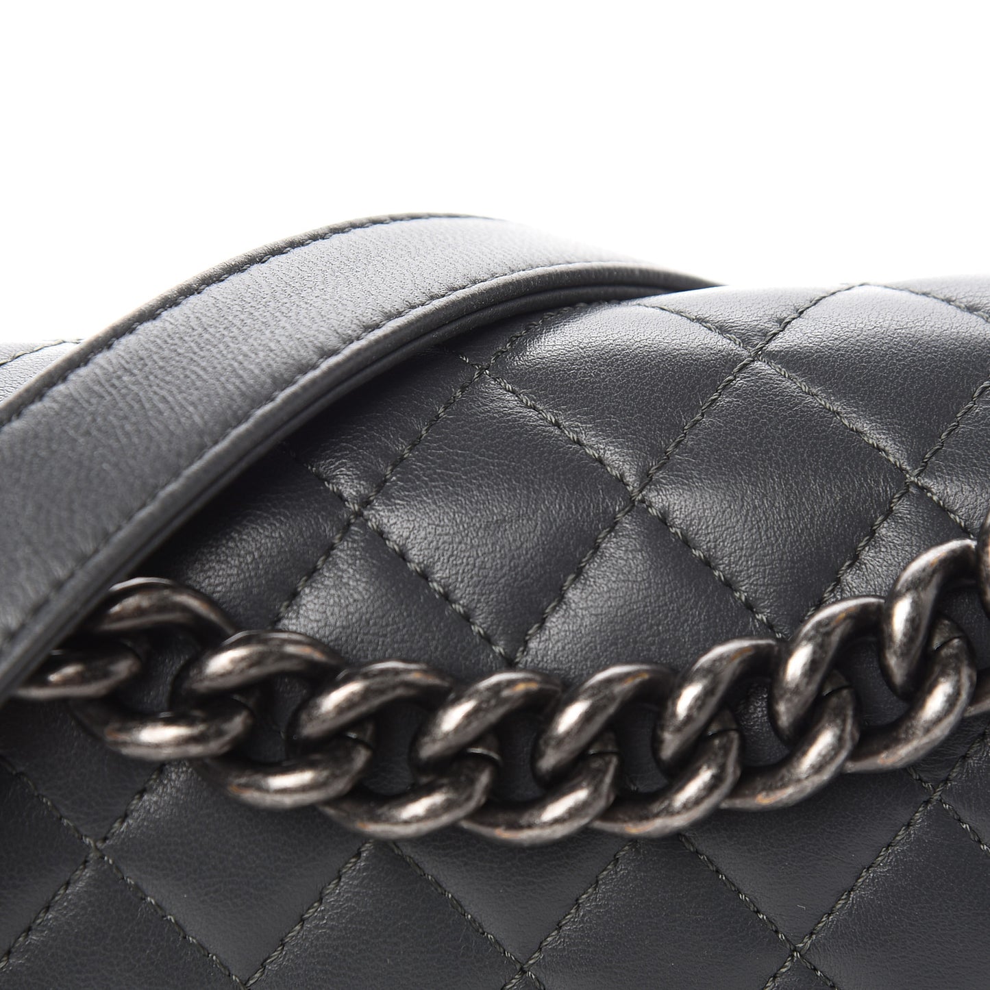 Lambskin Quilted Medium Boy Flap Dark Grey
