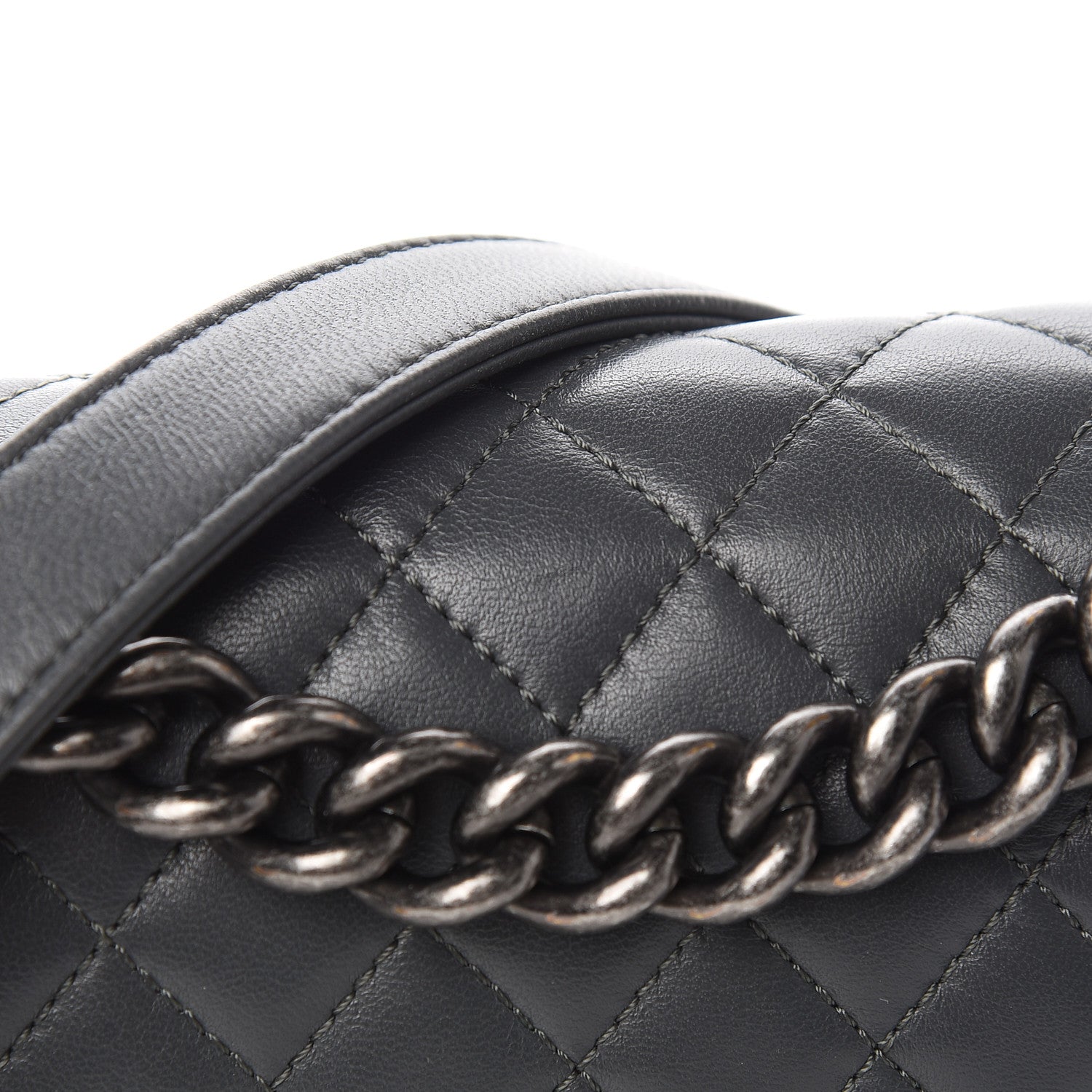 Chanel Lambskin Quilted Medium Boy Flap Dark Grey 14 of 14