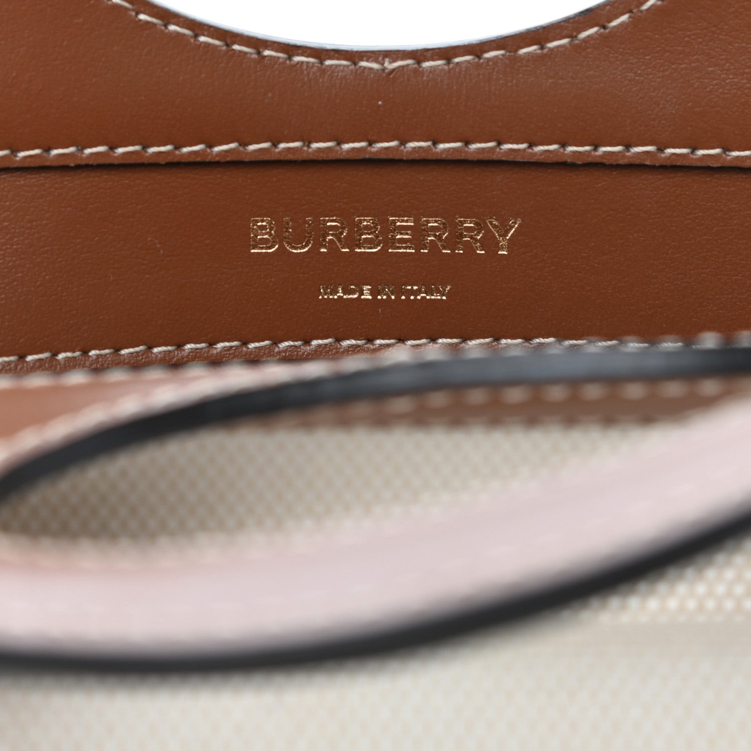 Burberry Canvas Smooth Calfskin Two Tone Mini Pocket Bag Natural Malt Brown 5 of 6