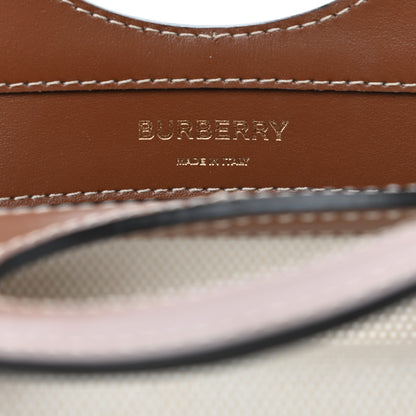 Burberry Canvas Smooth Calfskin Two Tone Mini Pocket Bag Natural Malt Brown 5 of 6
