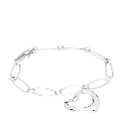 Tiffany Sterling Silver Elsa Peretti Open Heart Oval Link Charm Bracelet 1 of 4
