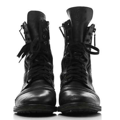 Chanel Calfskin Quilted Lace Up Combat Boots 40 Black 3 of 15