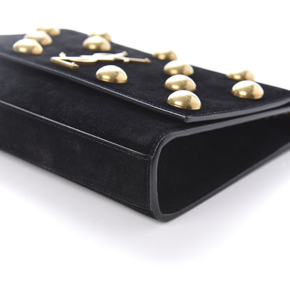 Saint Laurent Suede Studded Medium Classic Monogram Kate Satchel Black 7 of 9