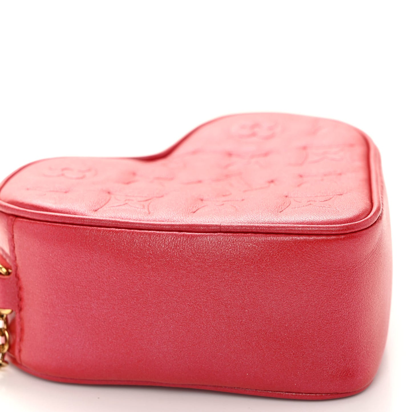 Lambskin Embossed Monogram Fall In Love Sac Coeur Heart Chain Bag Lipstick Red