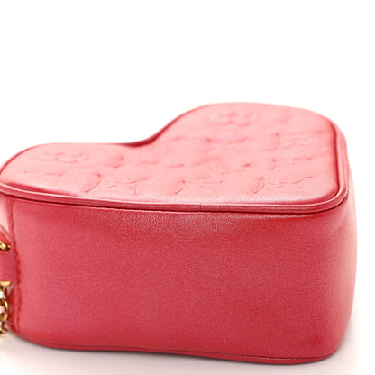 Louis Vuitton Lambskin Embossed Monogram Fall In Love Sac Coeur Heart Chain Bag Lipstick Red 9 of 9