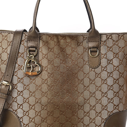 Gucci Monogram Lurex Heart Bit Charm Top Handle Tote Bronze 16 of 16