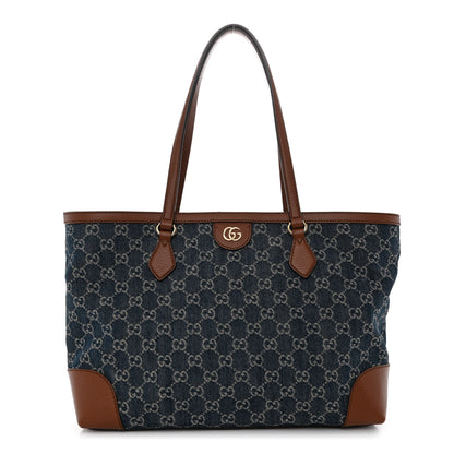 Gucci New Denim GG Monogram Medium Ophidia Shopping Tote Blue Tea Cuir 1 of 10