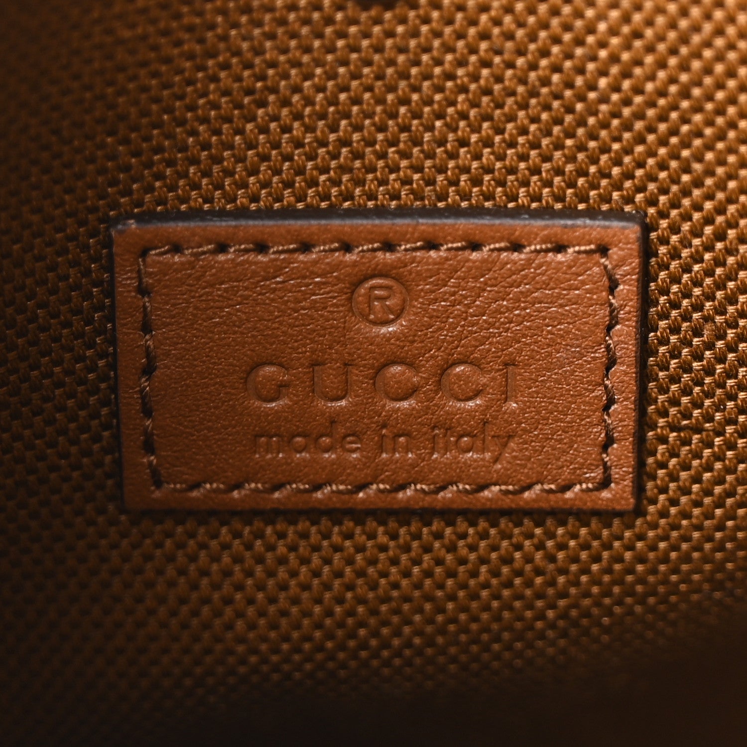 Gucci GG Calfskin Embossed Emblem Small Bucket Bag Brown 6 of 10