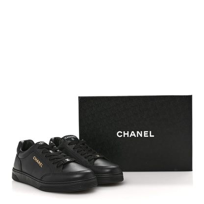 Chanel Calfskin Womens CC Logo Sneakers 38.5 Black 10 of 10