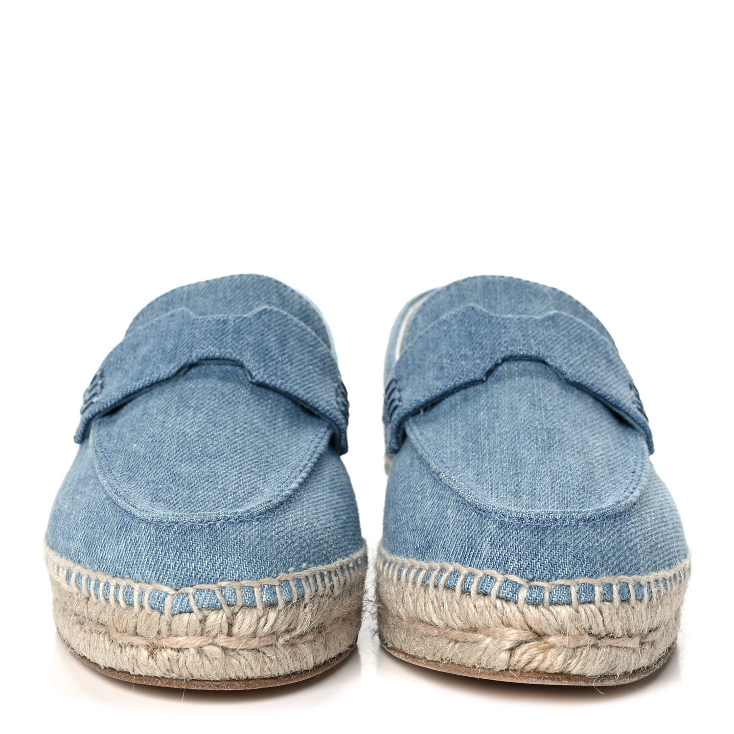 Hermes Denim Canvas Womens Trip Espadrilles 37 Bleu Clair 2 of 8