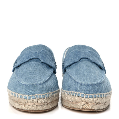 Hermes Denim Canvas Womens Trip Espadrilles 37 Bleu Clair 2 of 8