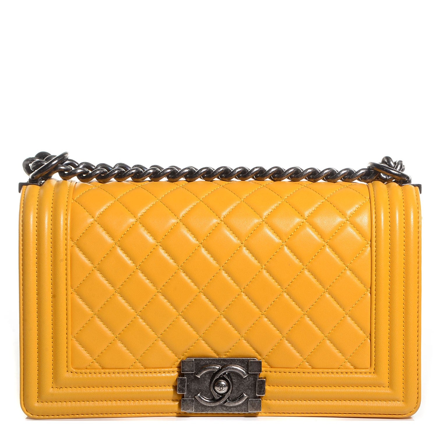 Chanel Lambskin Quilted Medium Boy Flap Yellow 1 of 8