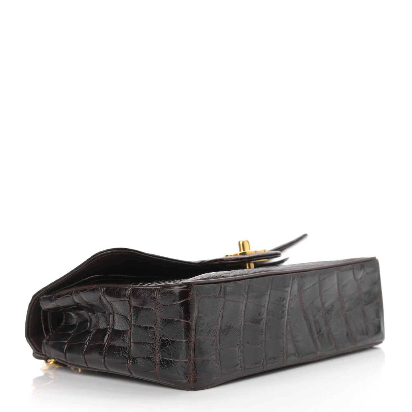 Alligator Small Double Flap Brown