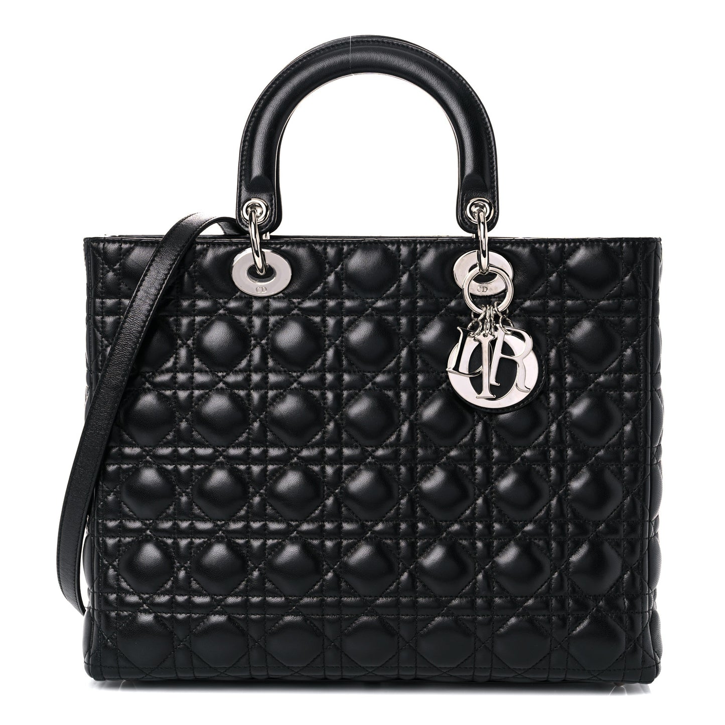 Lambskin Cannage Large Lady Dior Black