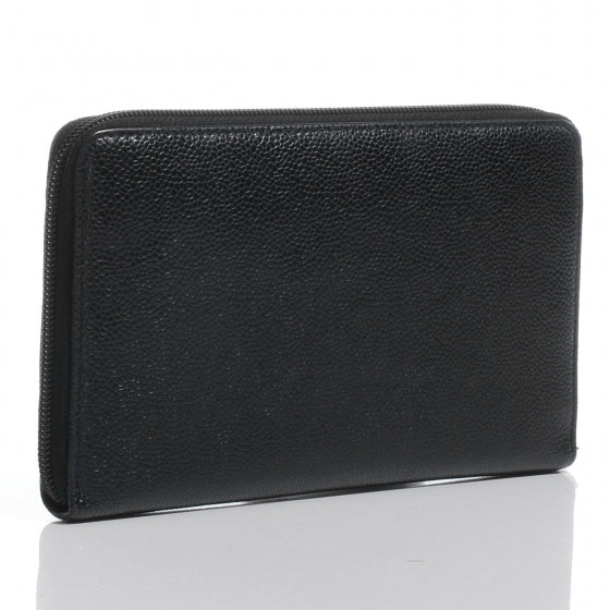 Caviar Zip Around Wallet Black