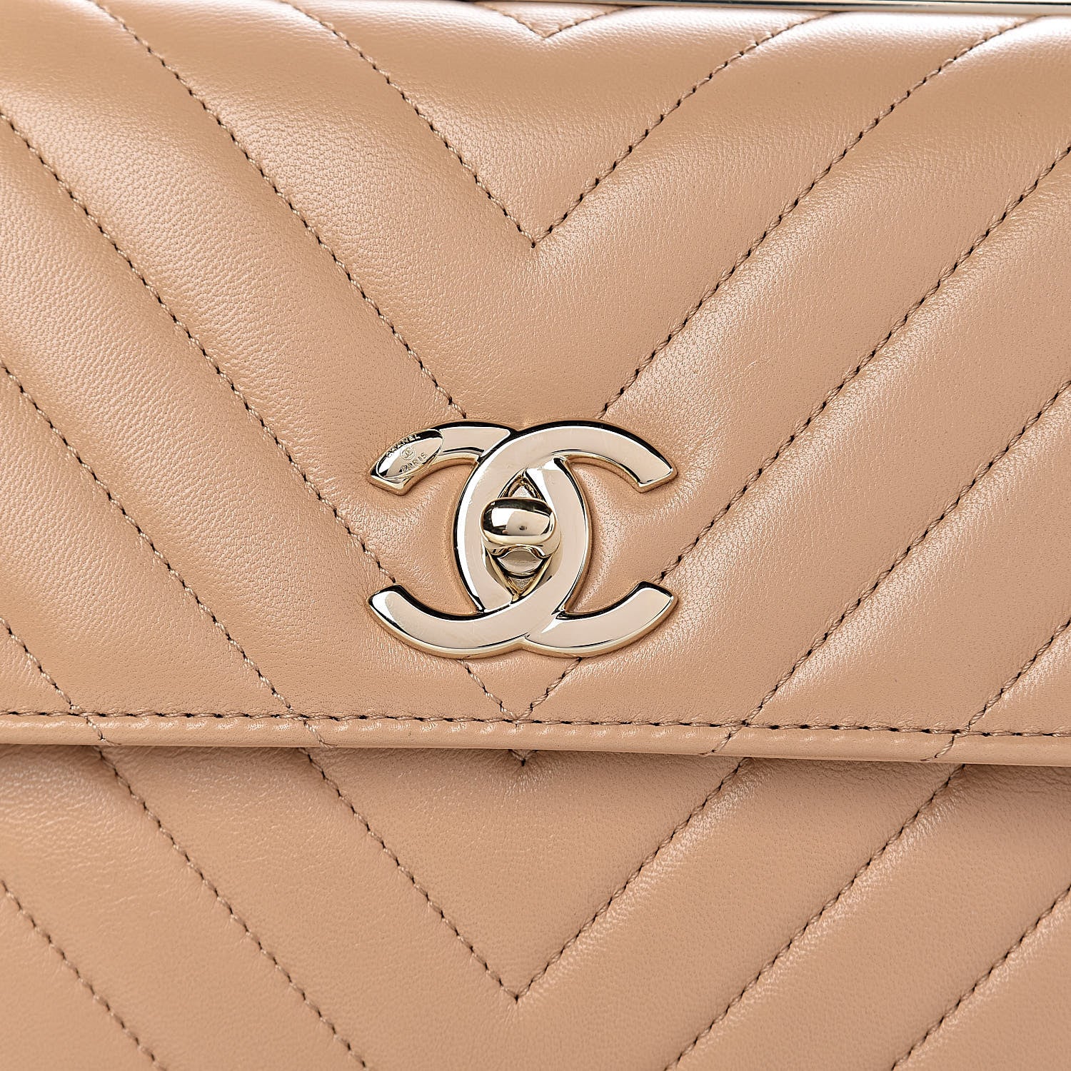 Chanel Lambskin Chevron Quilted Small Trendy CC Dual Handle Flap Bag Beige 12 of 16