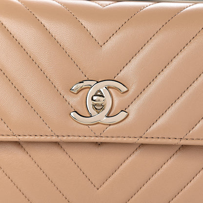 Chanel Lambskin Chevron Quilted Small Trendy CC Dual Handle Flap Bag Beige 12 of 16