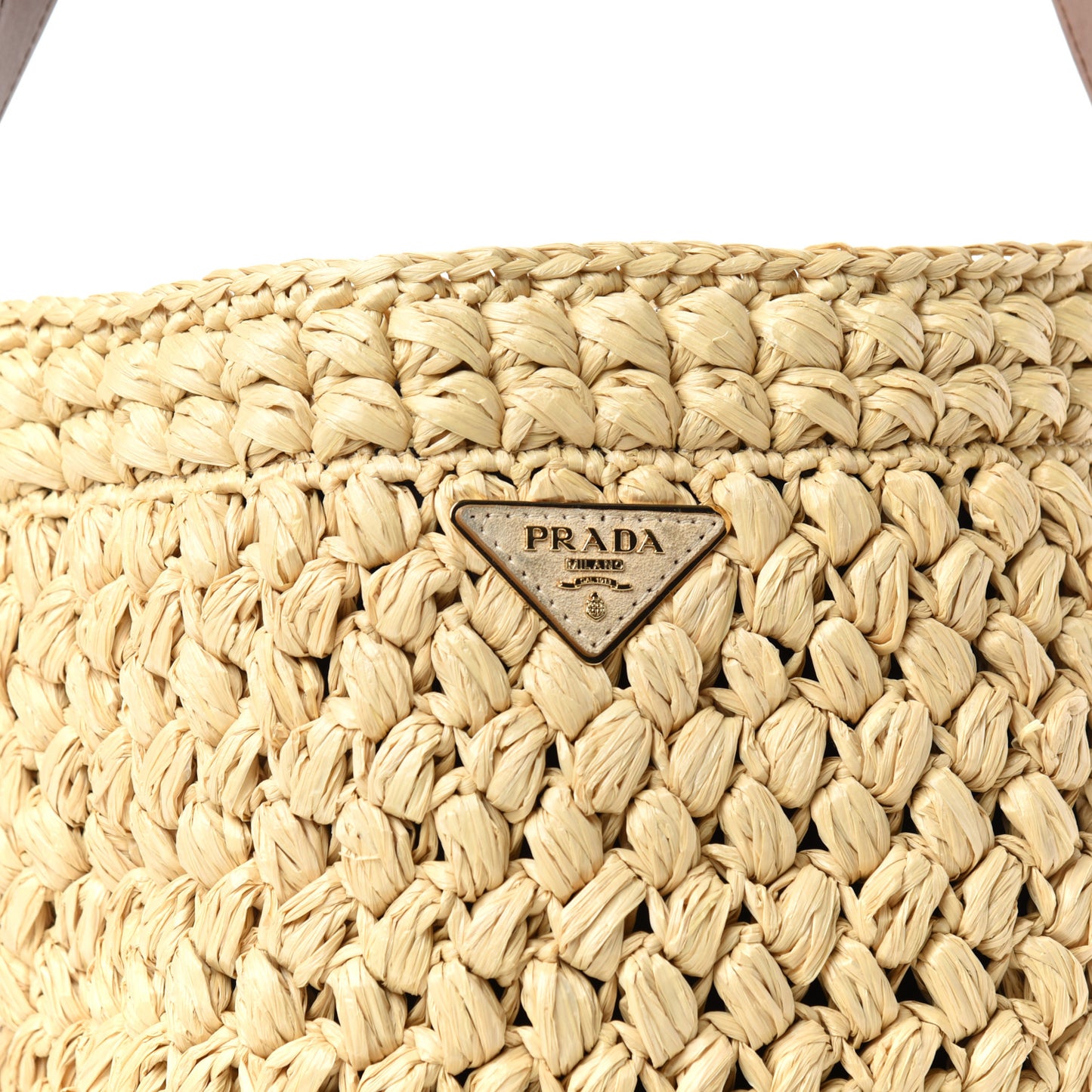 Raffia City Calf Bucket Bag Naturale Cognac