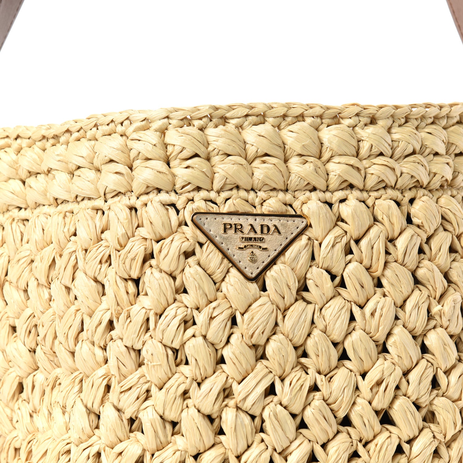 Prada Raffia City Calf Bucket Bag Naturale Cognac 9 of 9