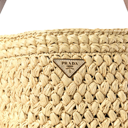 Prada Raffia City Calf Bucket Bag Naturale Cognac 9 of 9
