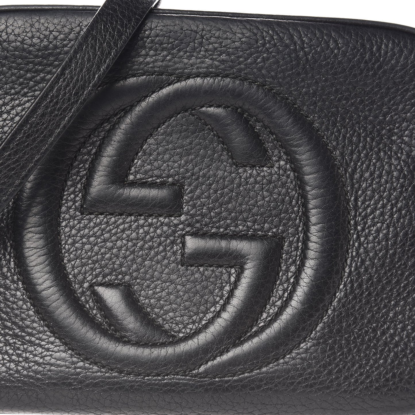 Pebbled Calfskin Small Soho Disco Bag Black