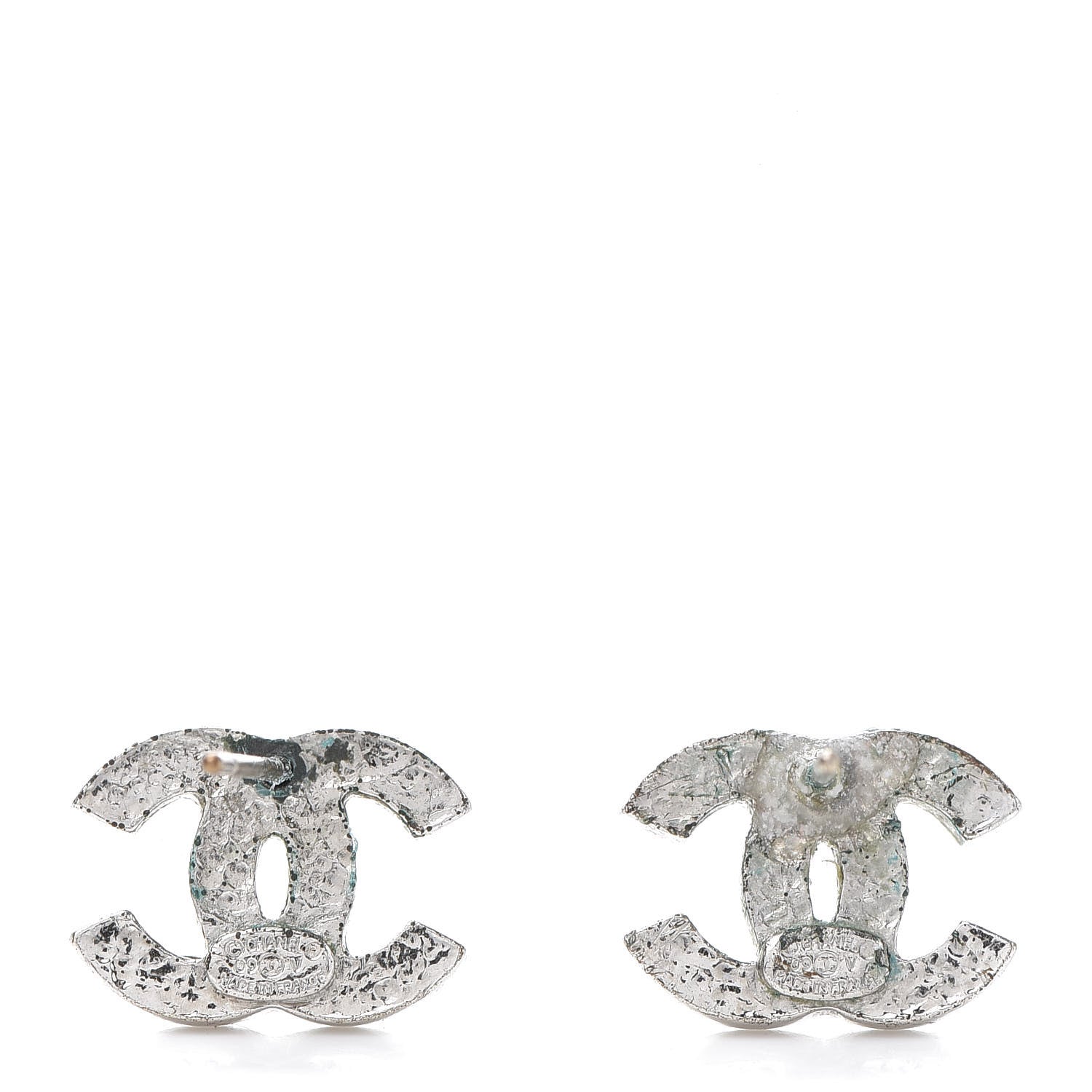 Chanel Crystal Mini Timeless CC Earrings Silver 4 of 7