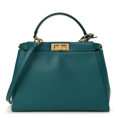 Fendi Vitello Morgan Fabric Jacquard Pequin Medium Peekaboo Iconic Satchel Lago Tobacco Black 1 of 13