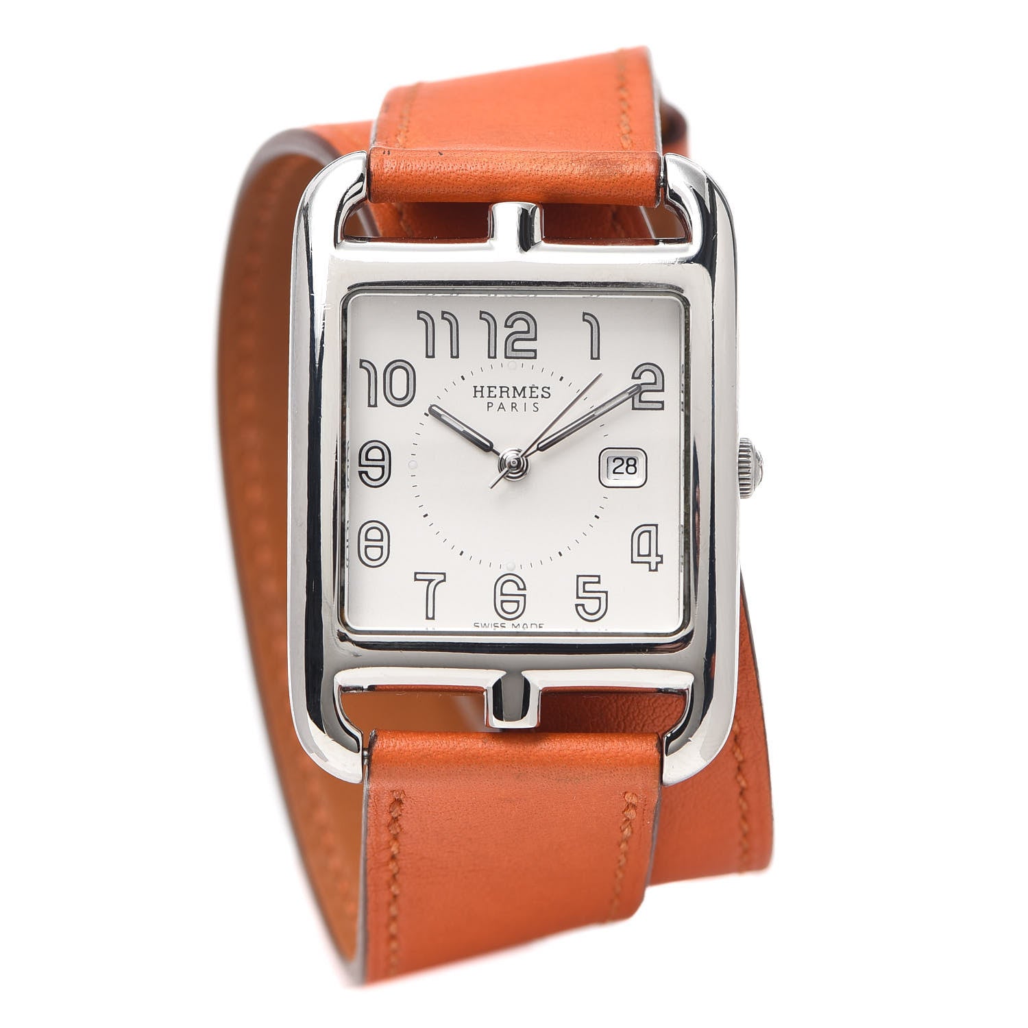 Hermes Stainless Steel Swift 29mm Cape Cod Double Tour Quartz Watch Orange 1 of 6