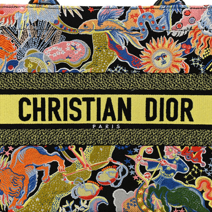 Christian Dior Canvas Zodiac Fantastico Embroidered Medium Book Tote Black Multicolor 8 of 10
