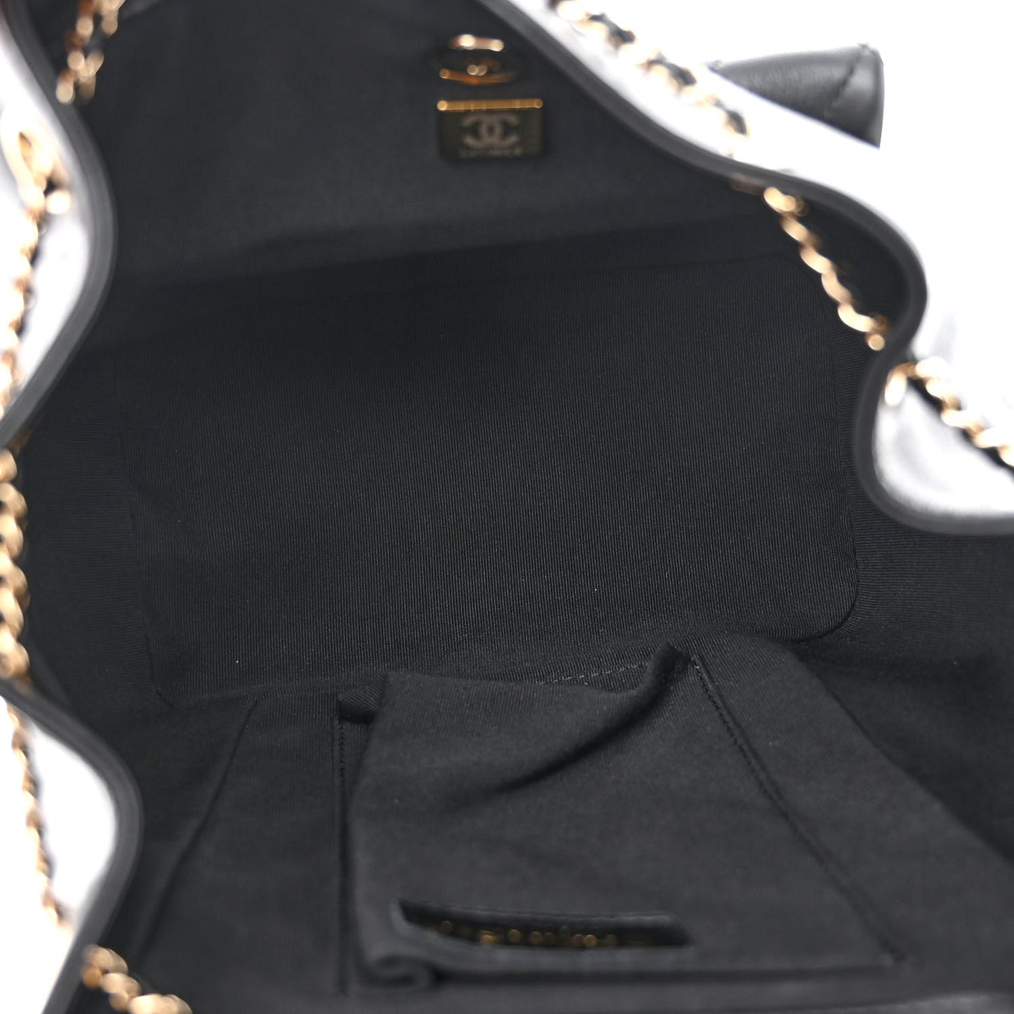 Lambskin Quilted Small Duma Drawstring Backpack Black