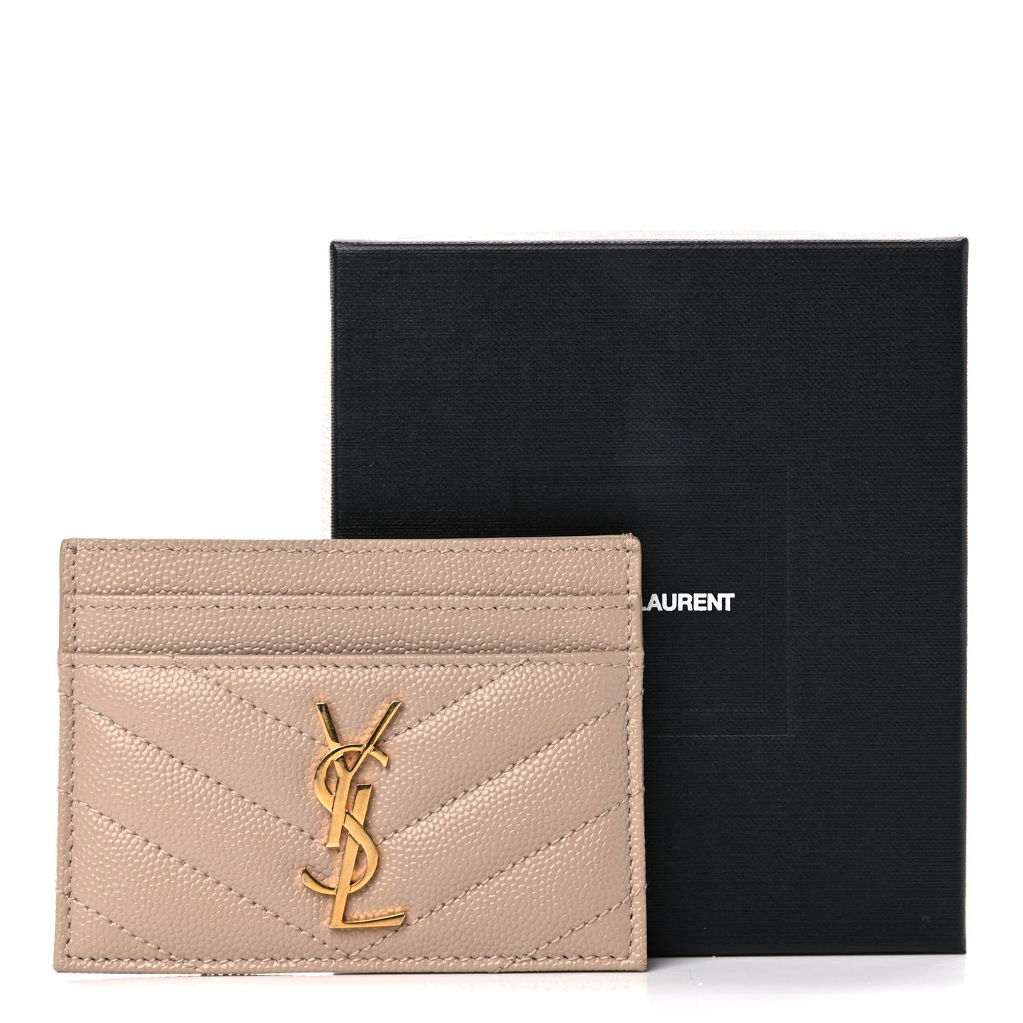 Grain De Poudre Matelasse Chevron Monogram Credit Card Case Nude Powder
