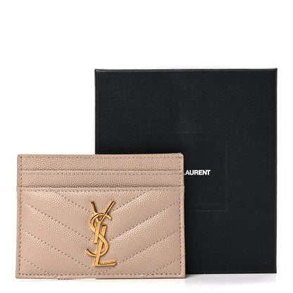 Saint Laurent Grain De Poudre Matelasse Chevron Monogram Credit Card Case Nude Powder 10 of 10