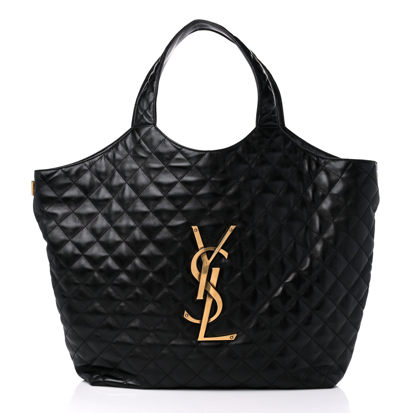 Lambskin Quilted Maxi Icare Shopping Tote Black