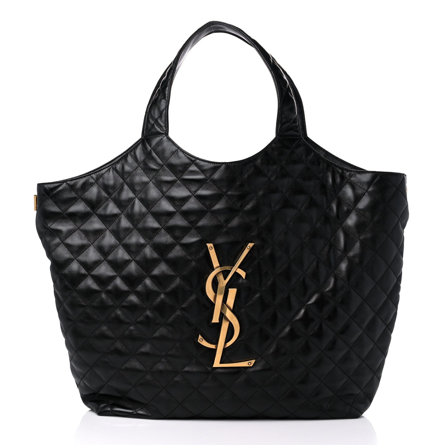 Saint Laurent Lambskin Quilted Maxi Icare Shopping Tote Black 3 of 10