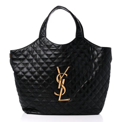 Saint Laurent Lambskin Quilted Maxi Icare Shopping Tote Black 3 of 10